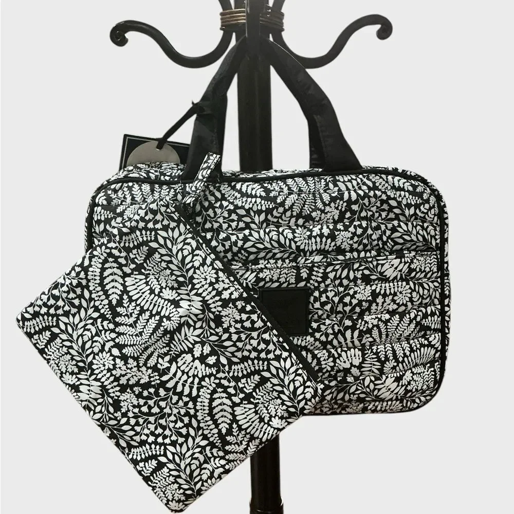 Dabney Lee Hanging Travel Organizer Cosmetic Toiletry Bag Black Floral NWT